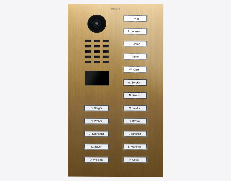 DoorBird D2117V IP Video Door Station, 17 Call Buttons in Gold