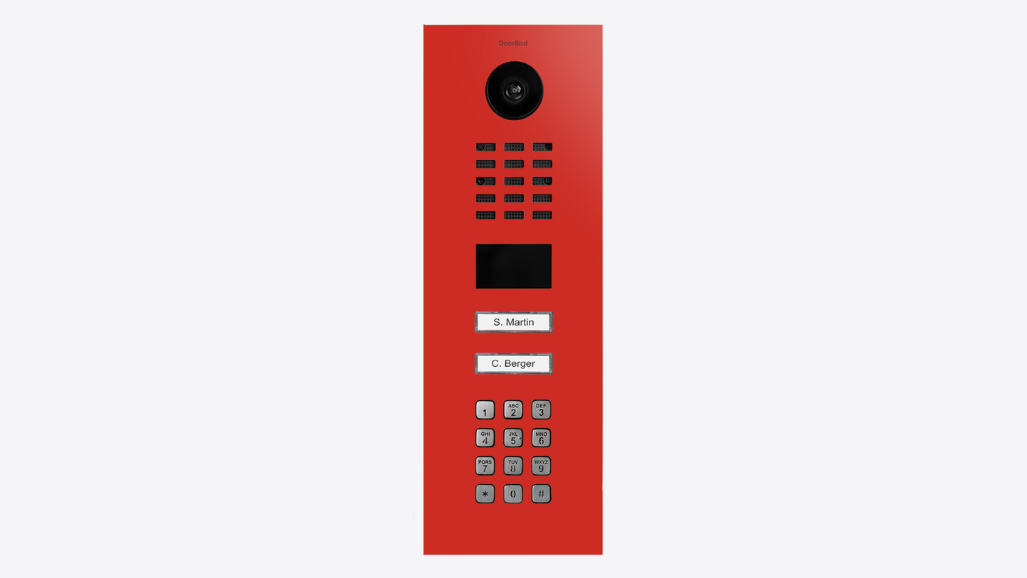 DoorBird D2102KV IP Video Door Station, 2 Call Button in Pure Red, RAL 3028 - 423891241