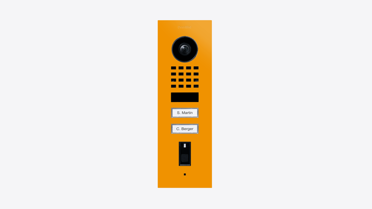 DoorBird D1102FV Fingerprint 50 Flush-Mount IP Video Door Station in Sun Yellow, RAL 1037