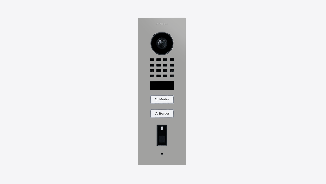 DoorBird D1102FV Fingerprint 50 Flush-Mount IP Video Door Station in White Aluminium, RAL 9006
