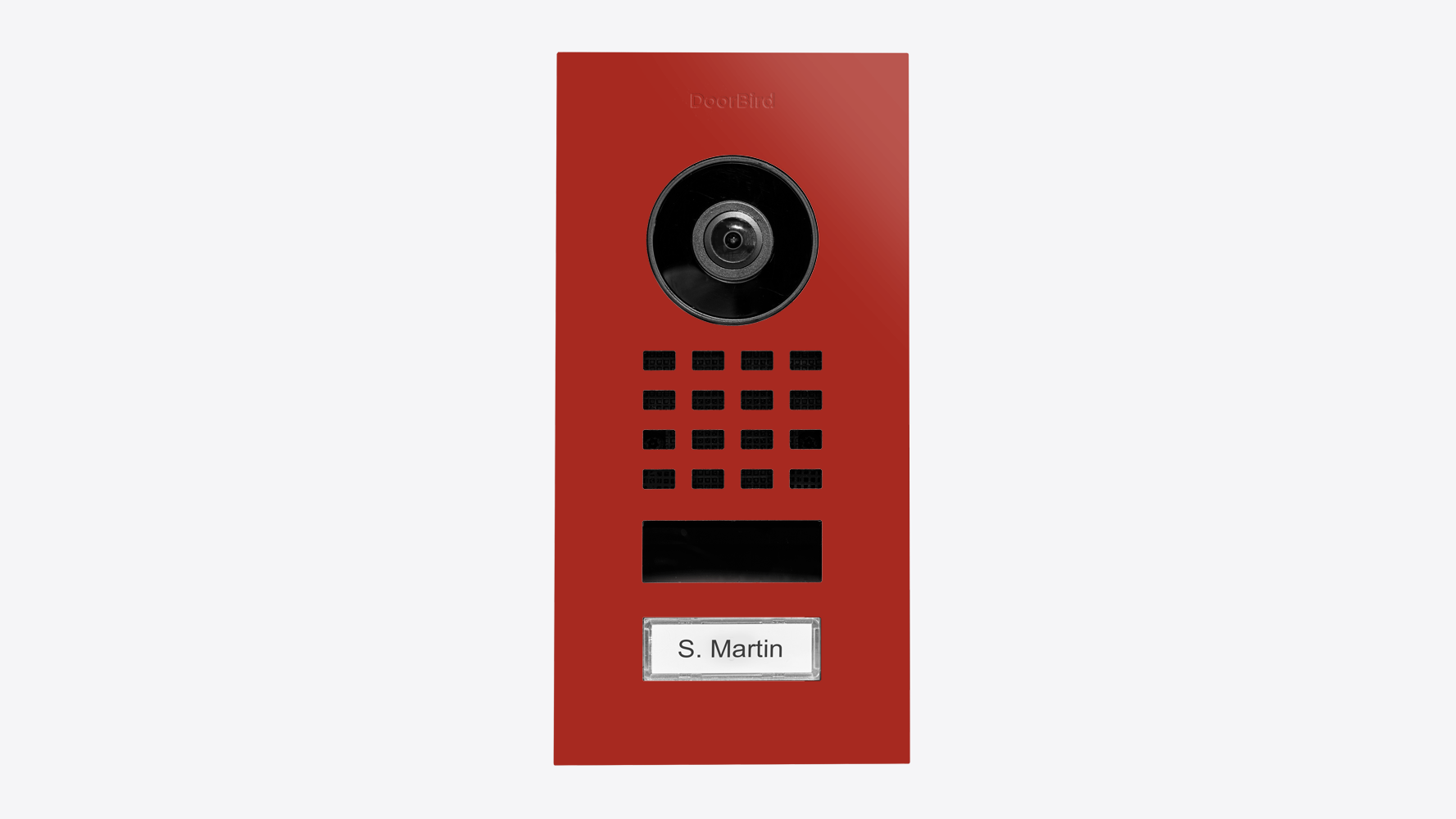 DoorBird D1101V Flush-Mount IP Video Intercom, 1 Call Button in Flame Red, RAL 3000