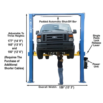 Atlas PV12PX 12,000 lb Overhead 2-Post Lift - ATEXH-PV12PX-FPD