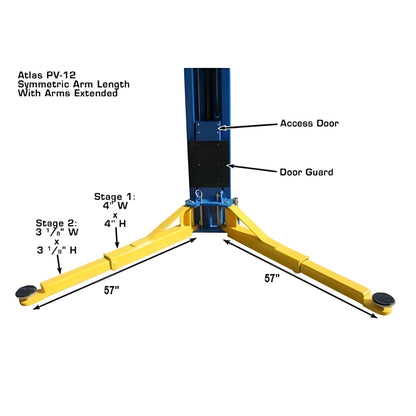 Atlas PV12PX 12,000 lb Overhead 2-Post Lift - ATEXH-PV12PX-FPD