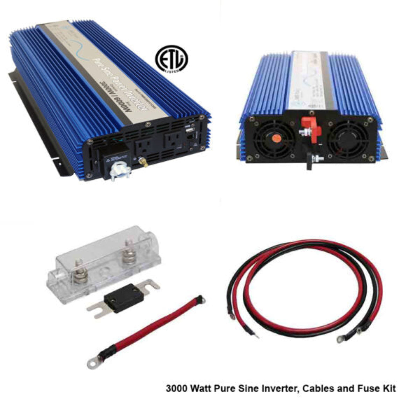 Aims Power 3000 Watt Pure Sine Power Inverter Kit - KITPWRI300012S