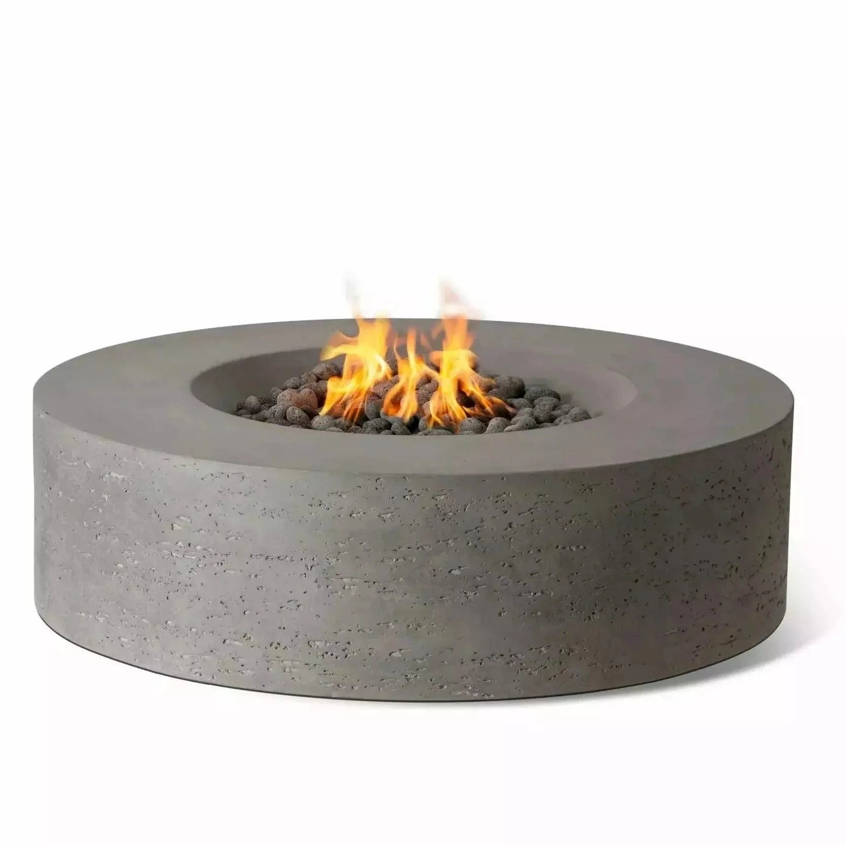 PyroMania Fire - Genesis Round Concrete Fire Pit Table - GE-CH-LP