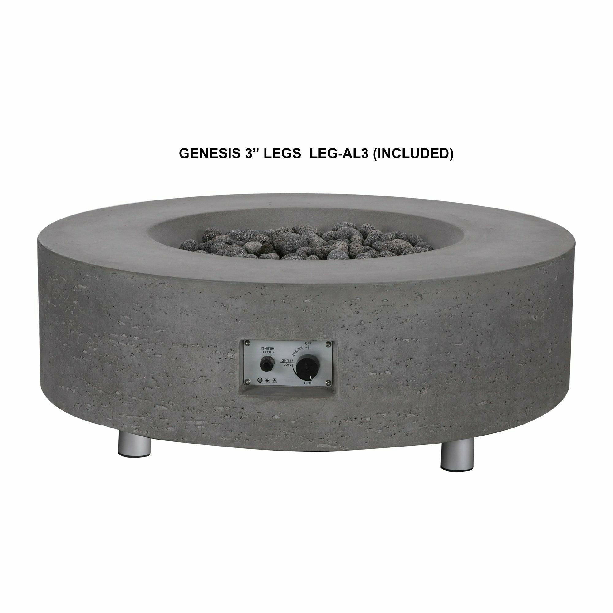 PyroMania Fire - Genesis Round Concrete Fire Pit Table - GE-CH-LP