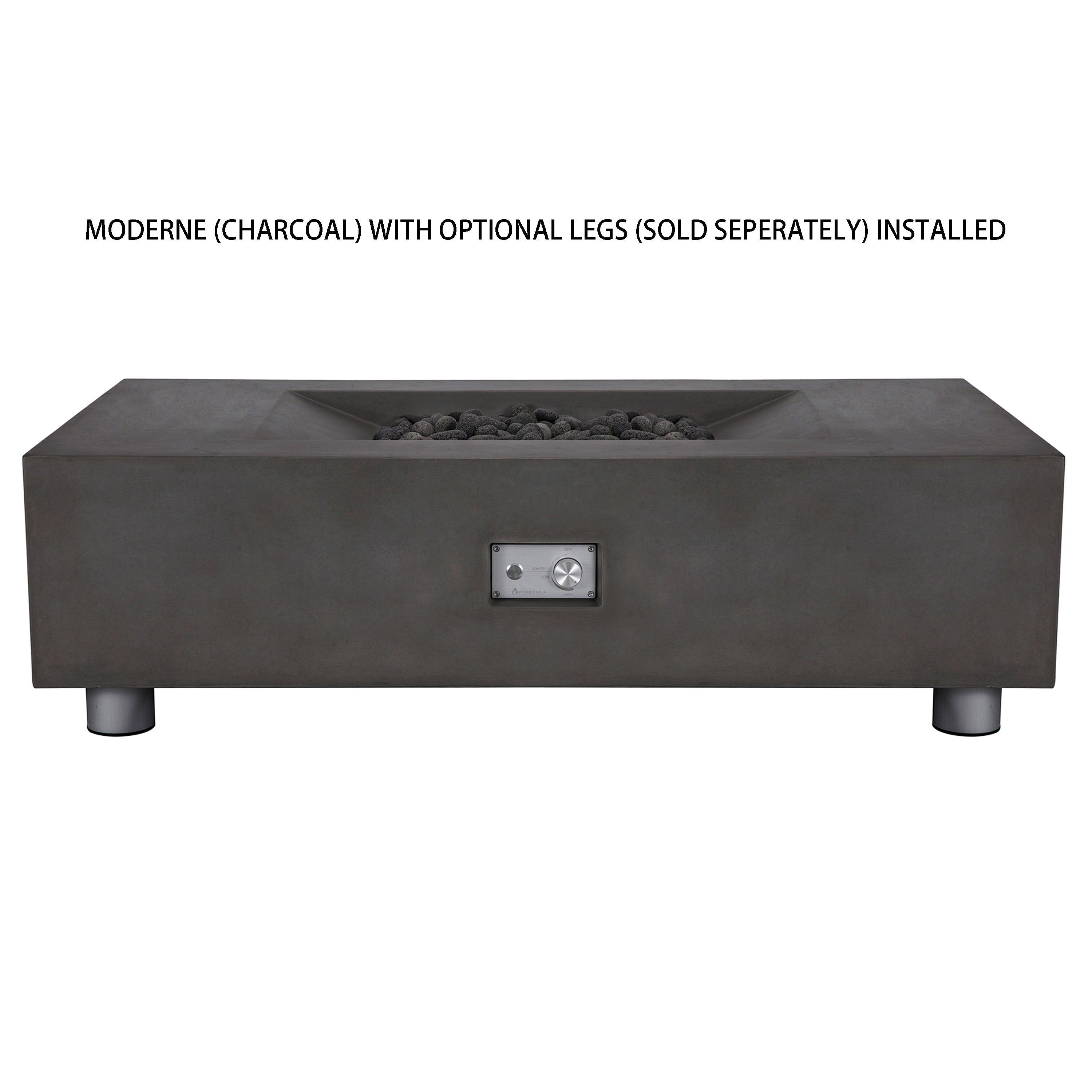 PyroMania Fire - Moderne Rectangle Concrete Fire Pit Table - MO-CH-LP