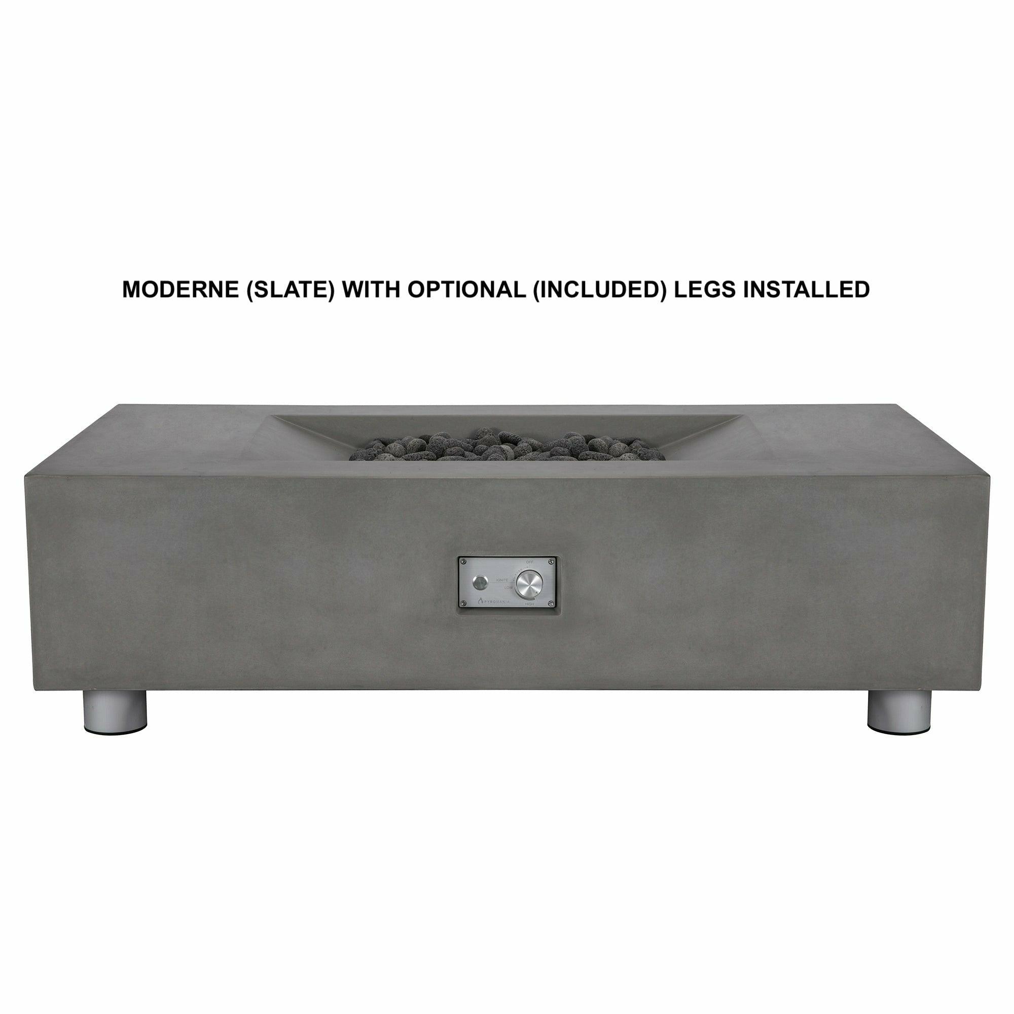 PyroMania Fire - Moderne Rectangle Concrete Fire Pit Table - MO-CH-LP