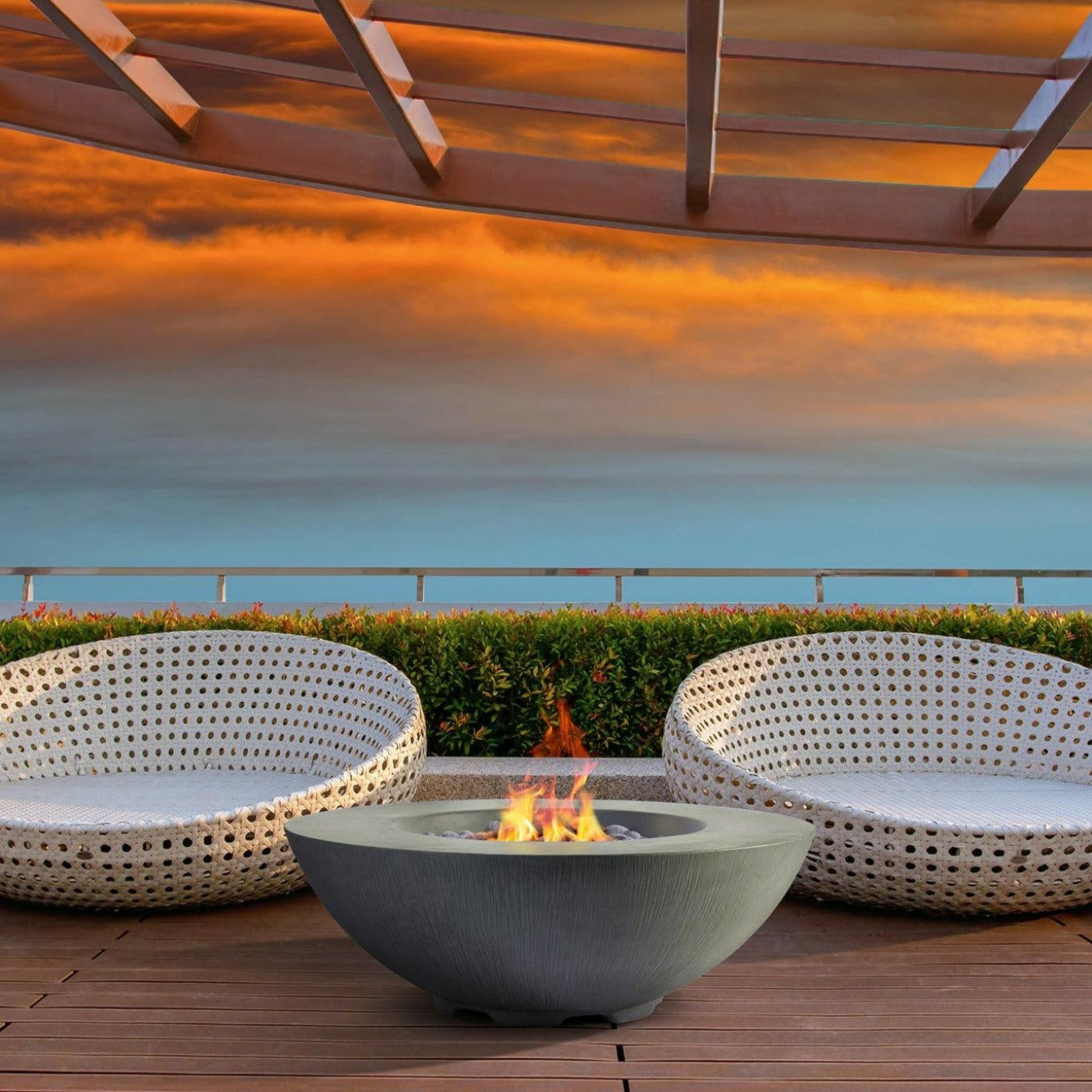 PyroMania Fire - Shangri-La Round Concrete Fire Pit Bowl - SH-CH-LP