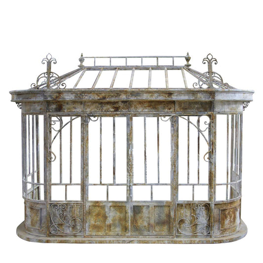 Park Hill Collection Aged Metal Conservatory Facade Framework - Unique Patina Finish for Stunning Outdoor Display! - EDX80861
