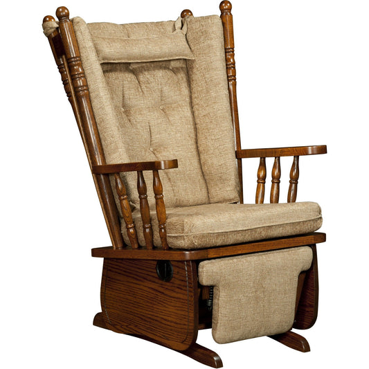 QW Amish 4-Post High Back Glider with Flip-out Footrest & Padded Arms - 432E-092-PADDED-FLI