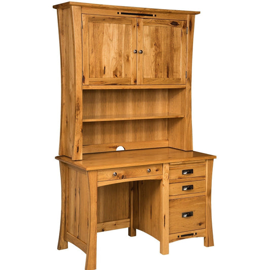 QW Amish Arts & Crafts Single Pedestal Desk with Optional Hutch - 124B-LA-AC-326-SP