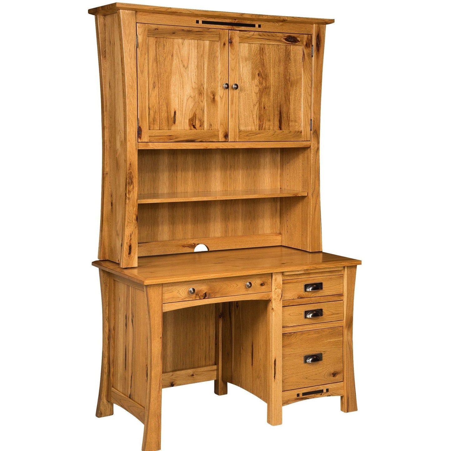 QW Amish Arts & Crafts Single Pedestal Desk with Optional Hutch - 124B-LA-AC-326-SP