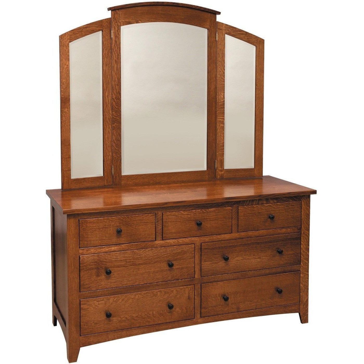 QW Amish Barrs Mills Mission Low Dresser w/ Tri-View Mirror Option - 108M-41