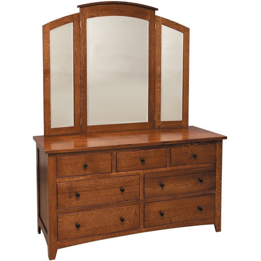 QW Amish Barrs Mills Mission Low Dresser w/ Tri-View Mirror Option