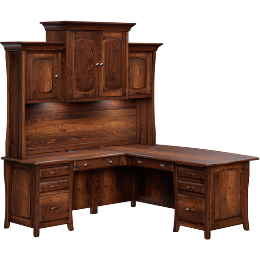 QW Amish Berkley L Desk w/ Optional Hutch - 124B-LA-BKY-151-L