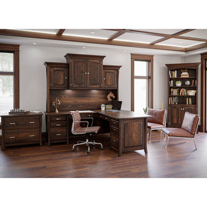 QW Amish Berkley L Desk w/ Optional Hutch - 124B-LA-BKY-151-L