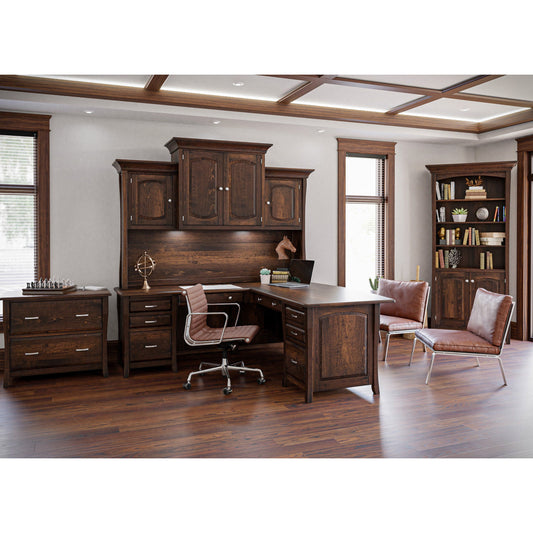 QW Amish Berkley L Desk w/ Optional Hutch - 124B-LA-BKY-151-L