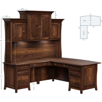 QW Amish Berkley L Desk w/ Optional Hutch - 124B-LA-BKY-151-L