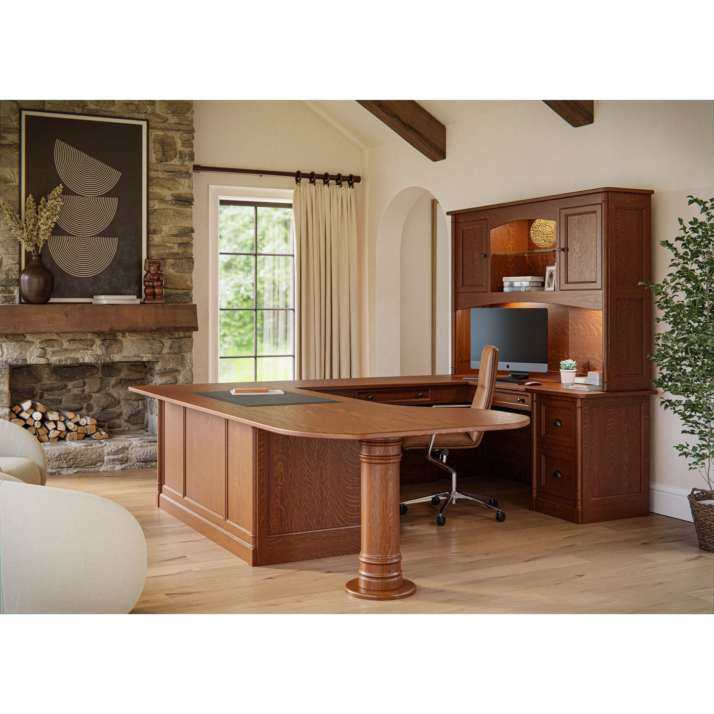QW Amish Covington U-Shape Desk with Optional Hutch - 126N-CUSD