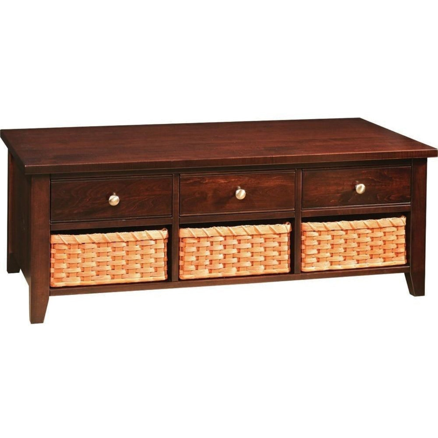QW Amish Crawford Coffee Table 3 Drawer with Baskets - 167A-0174-3BA
