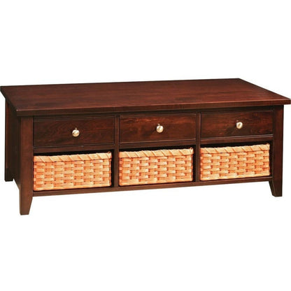 QW Amish Crawford Coffee Table 3 Drawer with Baskets - 167A-0174-3BA