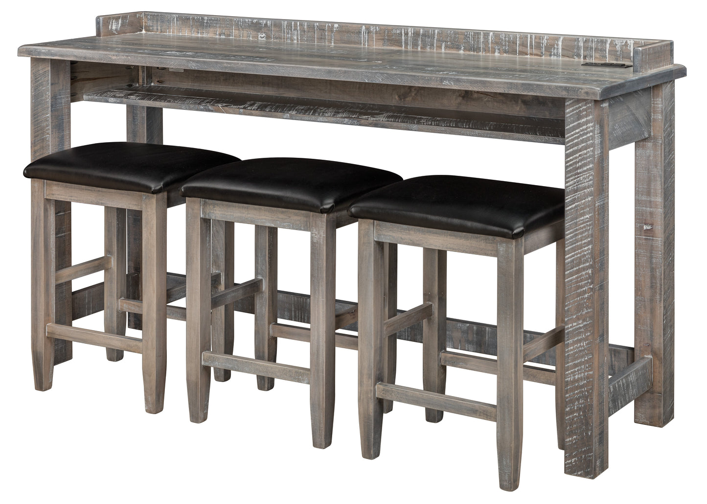 QW Amish El Paso Gathering Table w/ Stools - 124B-LA-ELP-2072-CHS-RS; LA-IN-BAR-24"-FAB