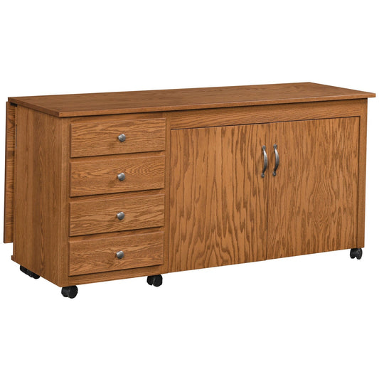 QW Amish Flat Top Pocket Doors Sewing Cabinet - 206S-130-FT