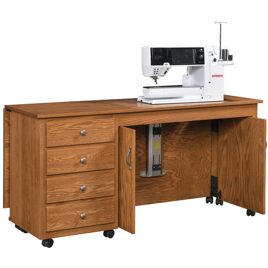 QW Amish Flat Top Pocket Doors Sewing Cabinet - 206S-130-FT