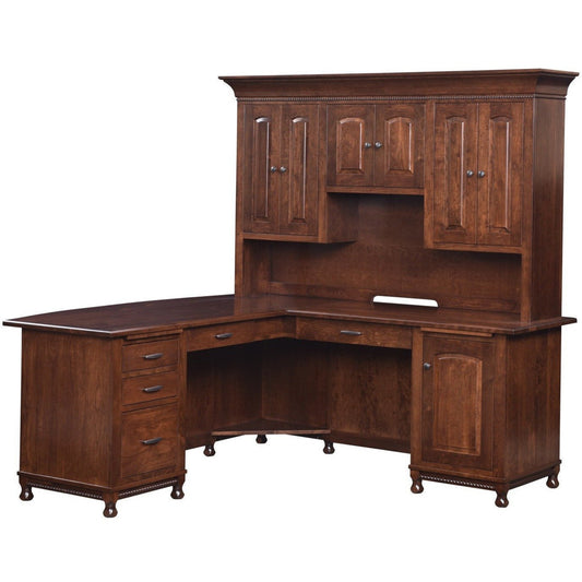 QW Amish Henry Stephen's L Shape Desk with Optional Hutch - 132H-HS-9041
