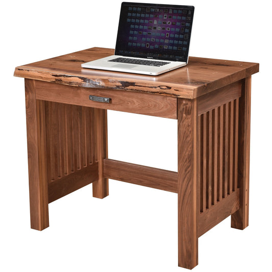 QW Amish JD Mission Live Edge 36" Writing Desk w/ Optional Hutch - 162T-2436WD-LE