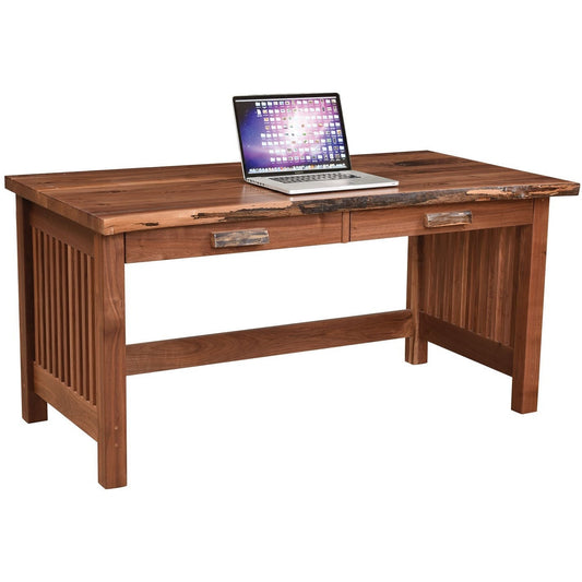 QW Amish JD Mission Live Edge 62" Writing Desk w/ Optional Hutch - 162T-3062WD-LE