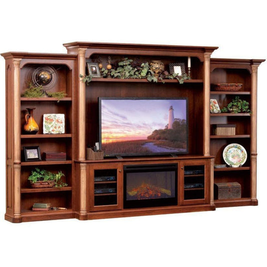 QW Amish Jefferson Premier Entertainment Wall Unit w/ Fireplace - 450C-JEF-657XL