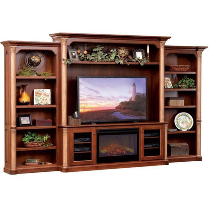 QW Amish Jefferson Premier Entertainment Wall Unit w/ Fireplace - 450C-JEF-657XL