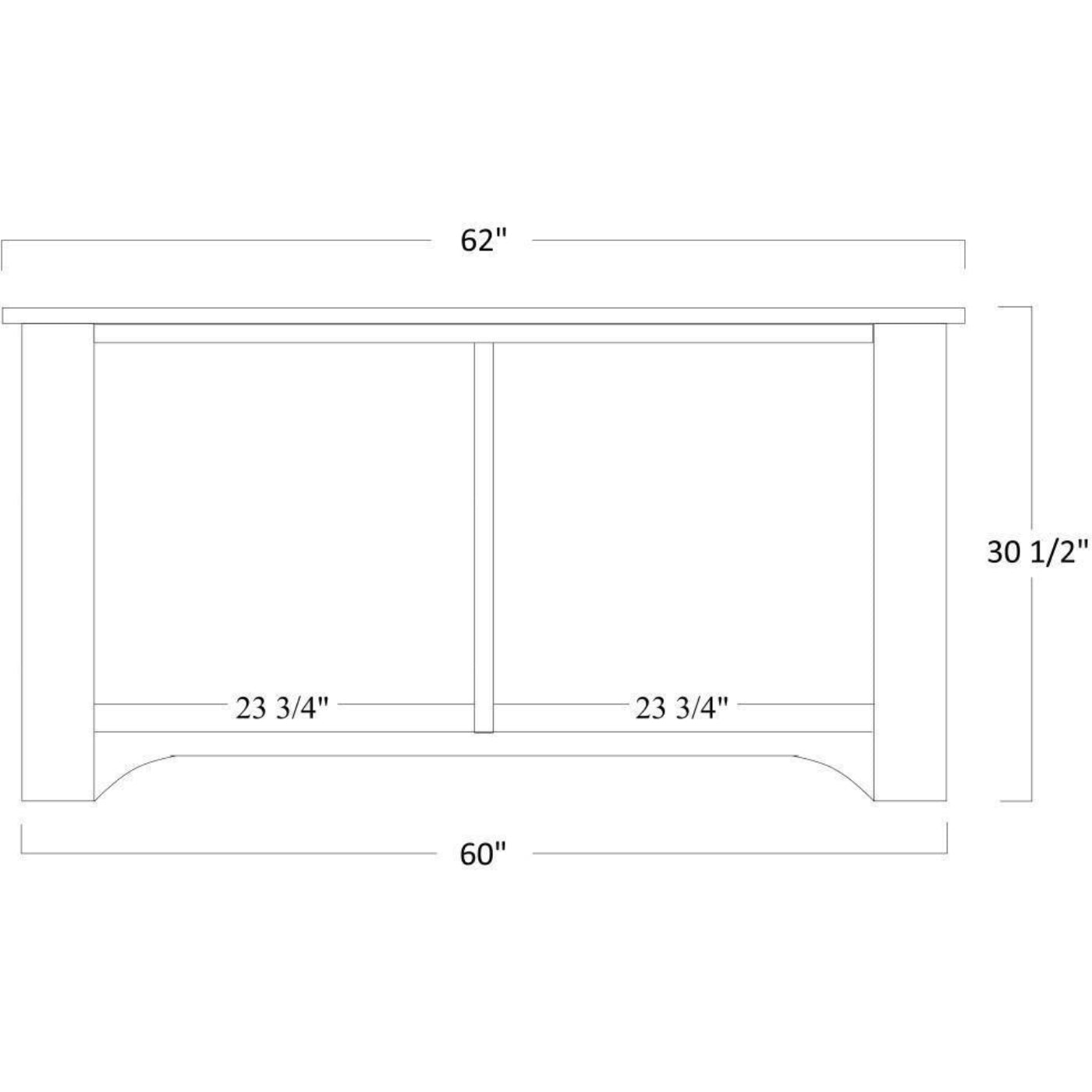 QW Amish Lincoln Office Double Door Base & Bookshelf Hutch - 450C-LIN-510-515