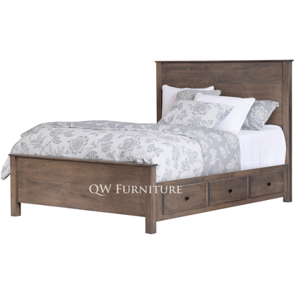 QW Amish Lodge Slab 6 Drawer Storage Bed - 857W-LOD-622-QN