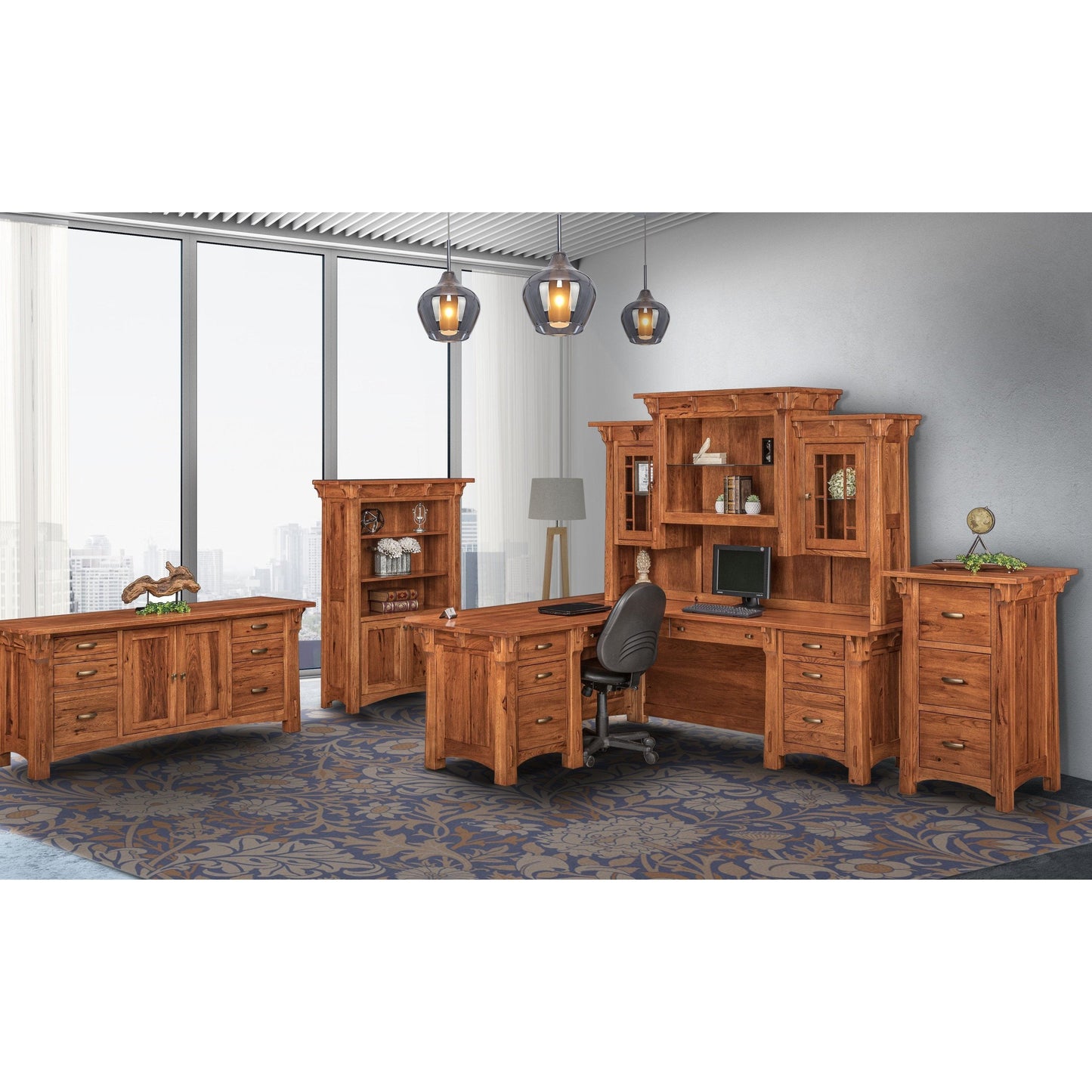 QW Amish Manitoba L-Shape Desk with Optional Hutch - 126N-MAD7288CD