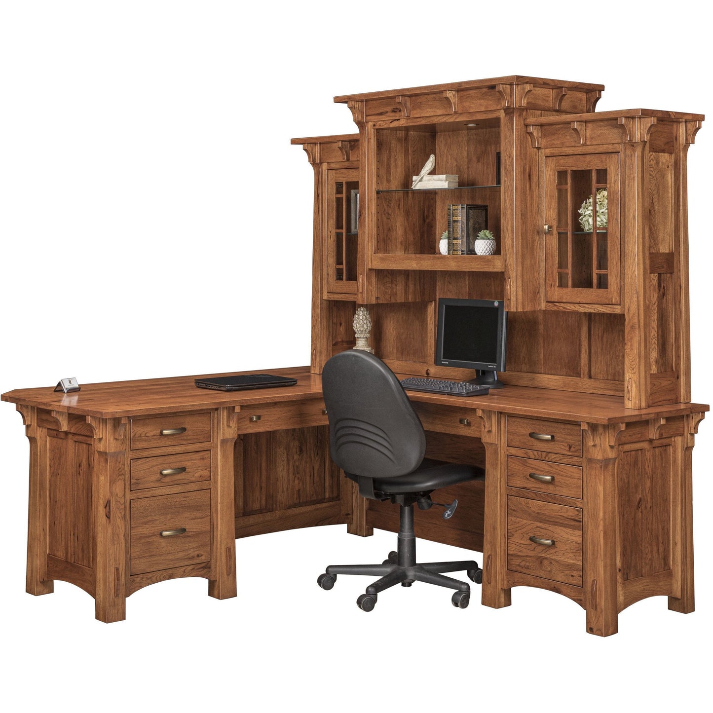 QW Amish Manitoba L-Shape Desk with Optional Hutch - 126N-MAD7288CD