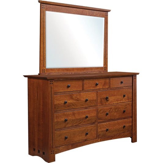 QW Amish Olde Town Mission 9 Drawer Dresser & Mirror