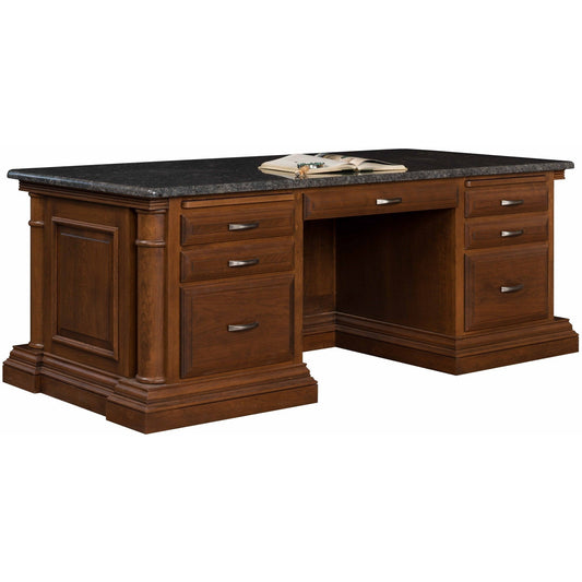 QW Amish Paris Office Executive Desk with Optional Granite Top