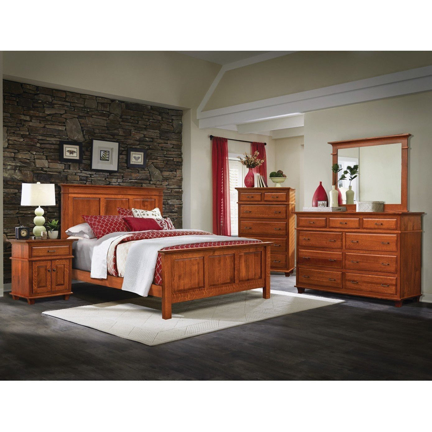 QW Amish Rockwell Bed - 647P-400Q