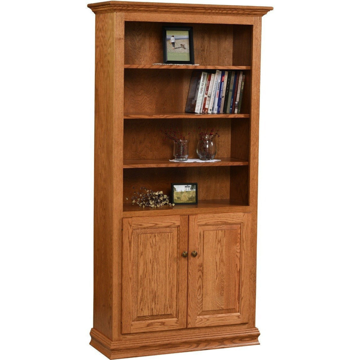 QW Amish Traditional Bookcase with Doors 36x72 - 184O-TR-3672-D
