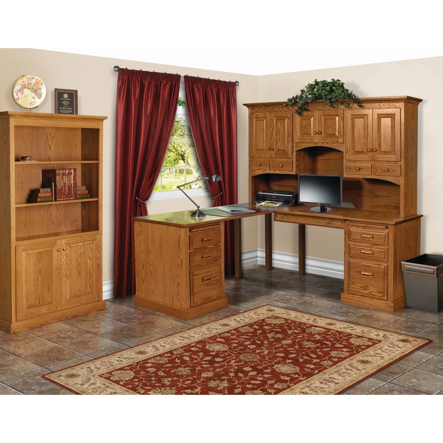 QW Amish Traditional L Desk w/ Optional Hutch - 109L-TCD