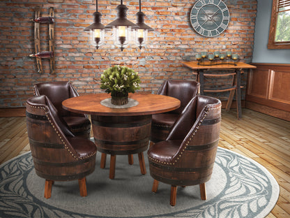 QW Amish Whiskey 1/2 Barrel Table Set - QSWO - 186V-170-QS,(4)-115