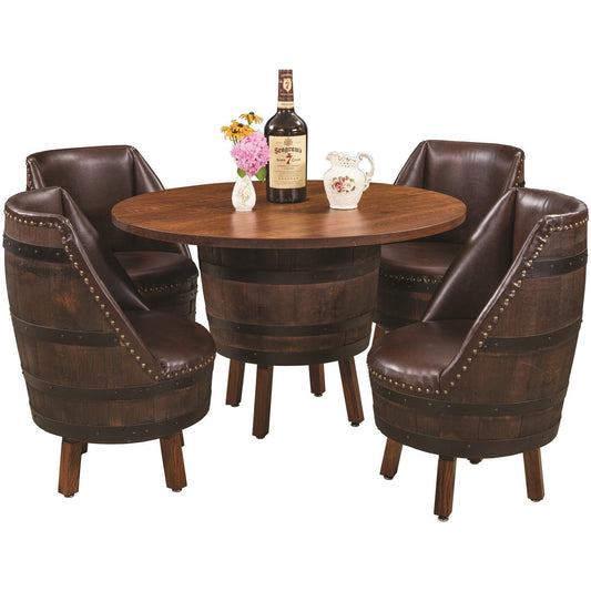 QW Amish Whiskey 1/2 Barrel Table Set - QSWO - 186V-170-QS,(4)-115