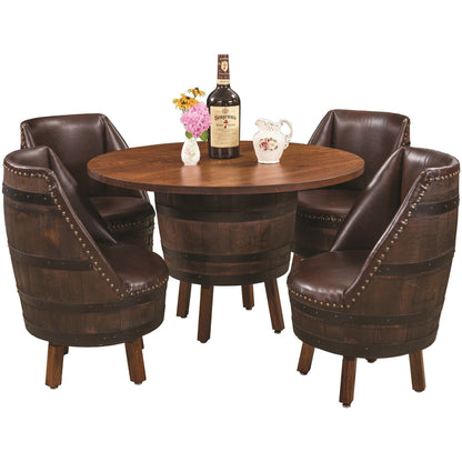 QW Amish Whiskey 1/2 Barrel Table Set - QSWO - 186V-170-QS,(4)-115