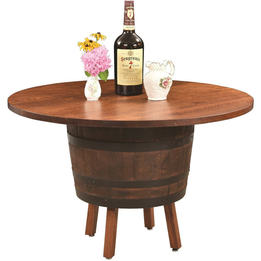QW Amish Whiskey 1/2 Barrel Table Set - QSWO - 186V-170-QS,(4)-115