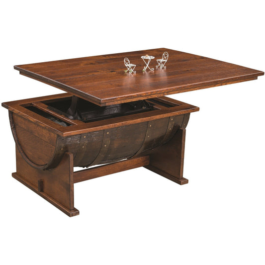 QW Amish Whiskey Barrel Lift Top Coffee Table