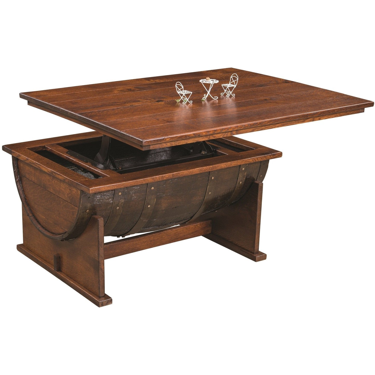 QW Amish Whiskey Barrel Lift Top Coffee Table - 186V-126