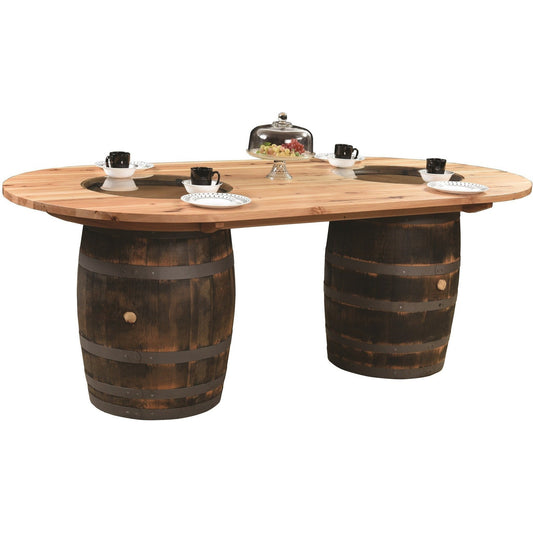 QW Amish Whiskey Double Barrel 96" Bar Table